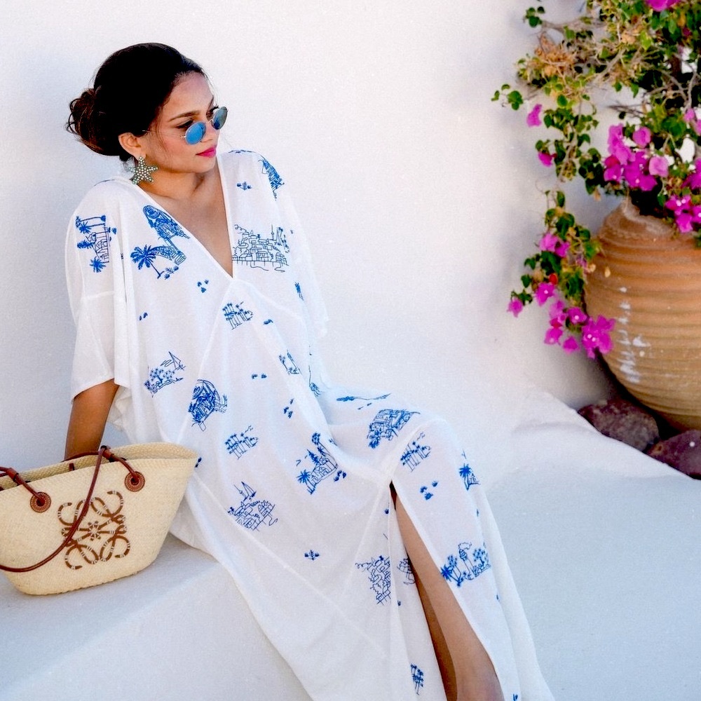 NWT Zara embroidered kaftan tunic dress